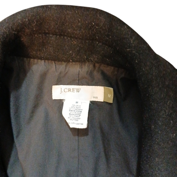 J. Crew Women's Black Pea Coat Size Medium Wool Blend Jacket - Picture 7 of 9